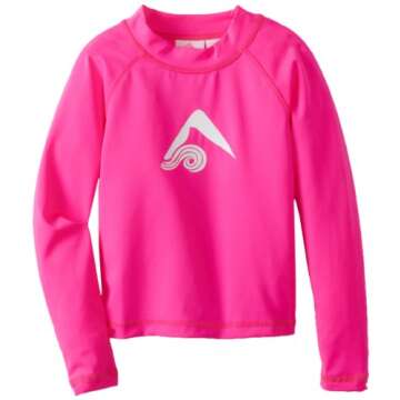Kanu Surf Girl's Keri UPF 50+ Long Sleeve Rashguard, Neon Pink, 4T
