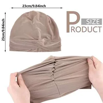 Geyoga 4 Pcs Cotton Turbans for Women Chemo Headwear Cancer Patient Hats Stretchy Turban Headwrap Soft Pleated Sleep Cap(Mint Green, Khaki, White, Light Pink)