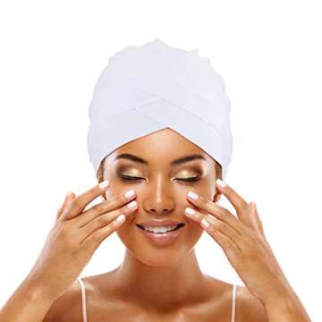 Geyoga 4 Pcs Cotton Turbans for Women Chemo Headwear Cancer Patient Hats Stretchy Turban Headwrap Soft Pleated Sleep Cap(Mint Green, Khaki, White, Light Pink)