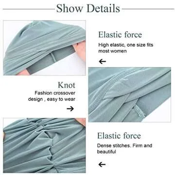 Geyoga 4 Pcs Cotton Turbans for Women Chemo Headwear Cancer Patient Hats Stretchy Turban Headwrap Soft Pleated Sleep Cap(Mint Green, Khaki, White, Light Pink)