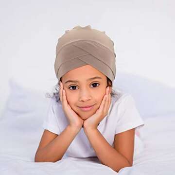 Geyoga 4 Pcs Cotton Turbans for Women Chemo Headwear Cancer Patient Hats Stretchy Turban Headwrap Soft Pleated Sleep Cap(Mint Green, Khaki, White, Light Pink)