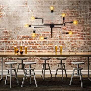BAYCHEER UL Listed Flush Mount Ceiling Light Industrial Vintage Style Wrought Iron Metal Ceiling Light Lamp Fixture with 8 E26 Bulb Sockets for Indoor use, Restaurant, Bar, LOFT in Black