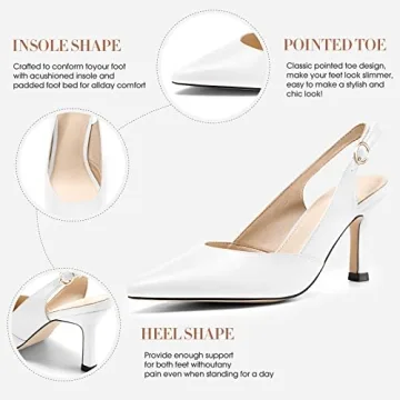 Rilista Women's Slingback Kitten Heels Closed Pointed Toe Wedding Party Dress Pumps Shoes
