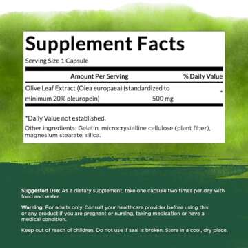Swanson Olive Leaf Extract Capsules for Immune Support