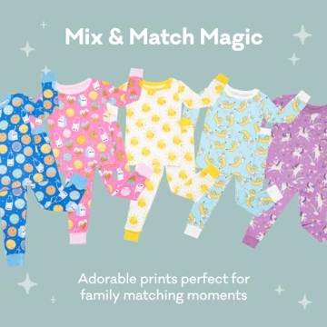 Little Sleepies Bamboo Pajama Set for Kids, Blue Cookies