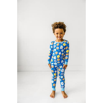 Little Sleepies Bamboo Pajama Set for Kids, Blue Cookies