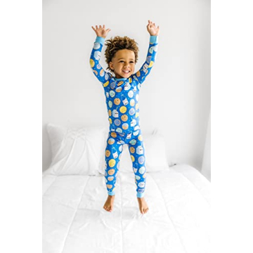 Little Sleepies Bamboo Pajama Set for Kids, Blue Cookies