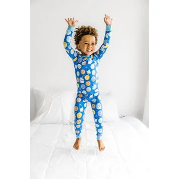 Little Sleepies Bamboo Pajama Set for Kids, Blue Cookies