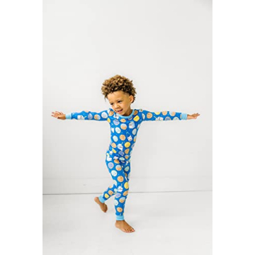 Little Sleepies Bamboo Pajama Set for Kids, Blue Cookies