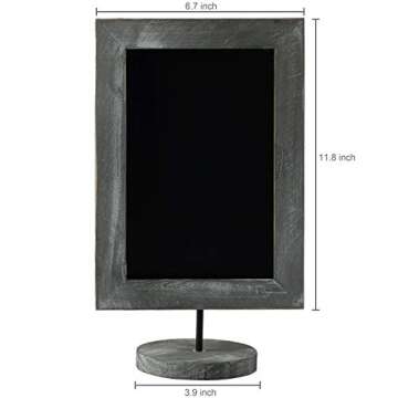 MyGift Set of 2, 12 Inch Chalkboard Sign with Vintage Gray Wood Rectangular Frame and Round Base, Rustic Wedding Table Place Card Signage, Small Kitchen Countertop Memo Board