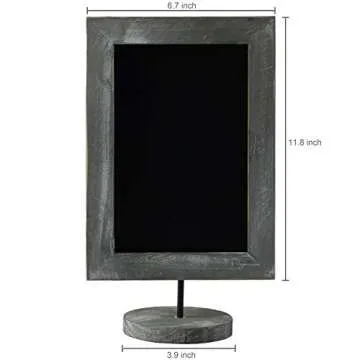 MyGift Set of 2, 12 Inch Chalkboard Sign with Vintage Gray Wood Rectangular Frame and Round Base, Rustic Wedding Table Place Card Signage, Small Kitchen Countertop Memo Board