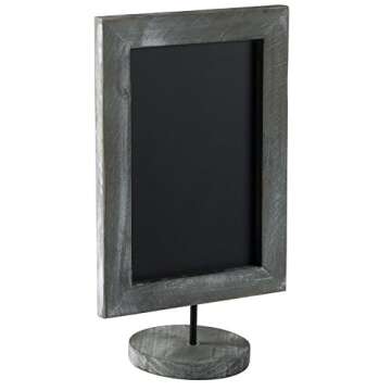 MyGift Set of 2, 12 Inch Chalkboard Sign with Vintage Gray Wood Rectangular Frame and Round Base, Rustic Wedding Table Place Card Signage, Small Kitchen Countertop Memo Board