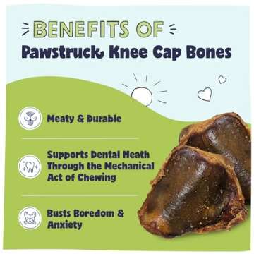 Pawstruck Natural Knee Cap Dog Bones - Treats for Aggressive Chewers, Low Fat & High Protein Chews, ...