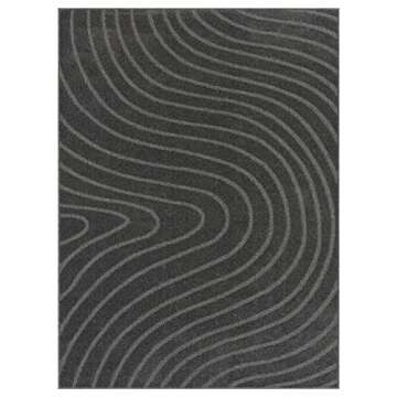 Stylish LUXE WEAVERS Modern Geometric Wave Anthracite 5x7 Area Rug for Your Home