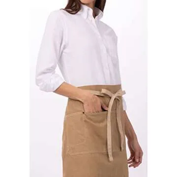 Chef Works Unisex Austin Half Bistro Apron, Natural, One Size