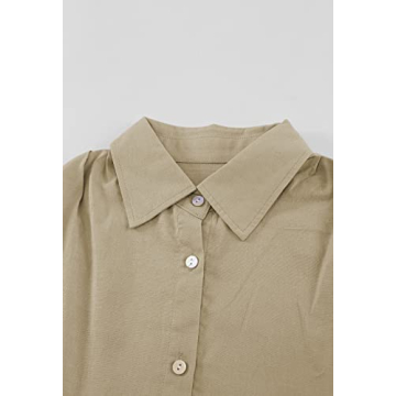 Fixmatti Women Summer Blouse & Shorts Set - Khaki Casual