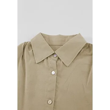 Fixmatti Women Summer Blouse & Shorts Set - Khaki Casual