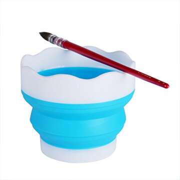 MEEDEN Portable Paint Brush Washer with Brush Holder, Blue Reusable Water Cup for Watercolor Acrylic Oil Painting, Premium Art Supplies