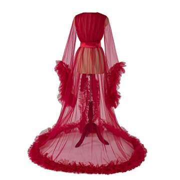 FangJian Elegant Wedding Robe - White Tulle Sheer Cover Up for Women