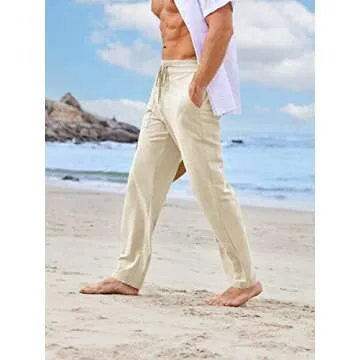PASLTER Men's Casual Linen Pants for Summer Comfort