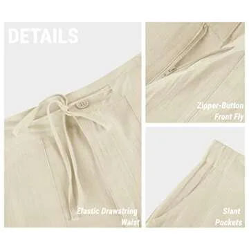 PASLTER Men's Casual Linen Pants for Summer Comfort