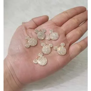 sailorsunny 16-Pcs Crystal Jewelry Making Charms Silver Pendant Charm For Women Making Jewelry Crafts Rhinestone Charms (Mouse)