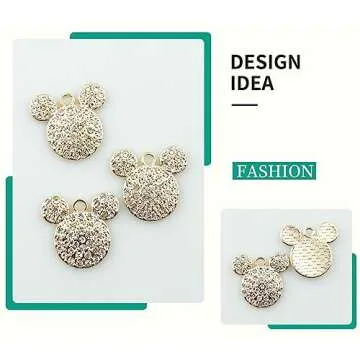 sailorsunny 16-Pcs Crystal Jewelry Making Charms Silver Pendant Charm For Women Making Jewelry Crafts Rhinestone Charms (Mouse)