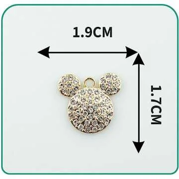 sailorsunny 16-Pcs Crystal Jewelry Making Charms Silver Pendant Charm For Women Making Jewelry Crafts Rhinestone Charms (Mouse)