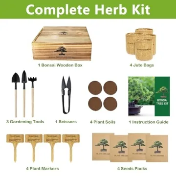 Bonsai Tree Kit, Bonsai Starter Kit with 4 Bonsai Tree Seeds, Tools & Planters, Bonsai Tree Live Plants Indoor, Gardening Gifts for Women Men Mom Father Plant Lover, Unique Christmas Gifts