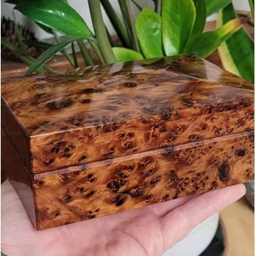 BAZAARDI Large Hand Carved Wooden Keepsake Box