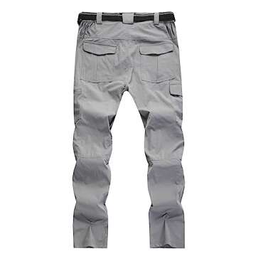 WENRONSTA Men's Hiking Work Cargo Pants Quick-Dry Lightweight Waterproof 6 Pockets Outdoor Mountain Fishing Camping Pants Light Grey XL