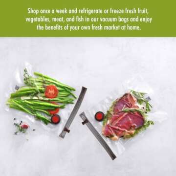 ZWILLING Fresh & Save Set 20-pc Vacuum Sealer Bags, 1 Gallon, Reusable Food Storage Bags for Meal Pr...