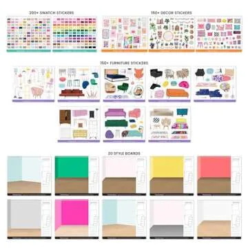 Fashion Angels Interior Design Sticker Stylist - 20 Style Boards with 14 Sticker Sheets - Interior Design Set for Kids - Room Design Kit for Girls - 550+ Aesthetic Room Decor Stickers - Ages 6 and Up