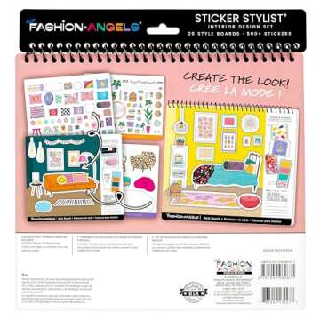 Fashion Angels Interior Design Sticker Stylist - 20 Style Boards with 14 Sticker Sheets - Interior Design Set for Kids - Room Design Kit for Girls - 550+ Aesthetic Room Decor Stickers - Ages 6 and Up