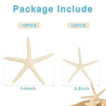 20 PCS Small Starfish for Crafts 2" to 4" Natural Starfish Decor Bulk, for Wedding Beach Theme Decor...