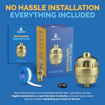 AquaBliss High Output Revitalizing Shower Filter - Reduces Dry Itchy Skin, Dandruff, Eczema, and Dramatically Improves The Condition of Your Skin, Hair and Nails - Matte Gold (SF100-GD)