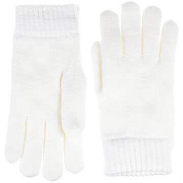 Be Your Own Style BYOS Winter Womens Toasty Warm Plush Fleece Lined Knit Gloves Solid Colors (White)