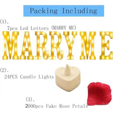 LED Light Up Letter, Valentine Gift - Light Up Marry Me Sign with Warm White LEDs - Proposal Sign, Will You Marry Me Sign, Wedding Sign, Engagement Sign, Romantic Proposal