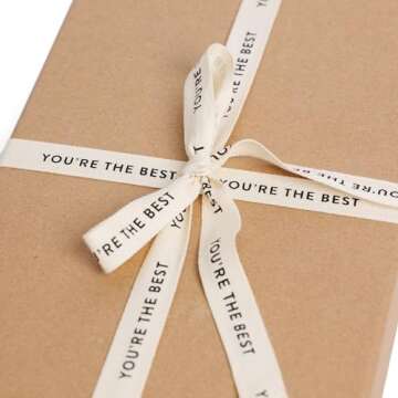 Sisterly Market Cotton Herringbone Custom Ribbon Natural 5/8'' x 10 Yards (5/8'', You're The Best)