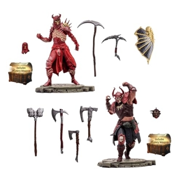 McFarlane Toys - Diablo IV Rend Barbarian and Blood Necromancer 2pk Gold Label 1:12 Scale Posed Figures, Gold Label, Amazon Exclusive