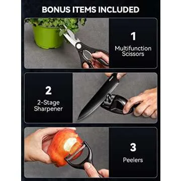 MIDONE 17 PCS Kitchen Knife Set with Acrylic Block