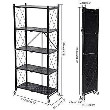 MagicFox Heavy Duty Foldable Storage Shelf Unit on Wheels