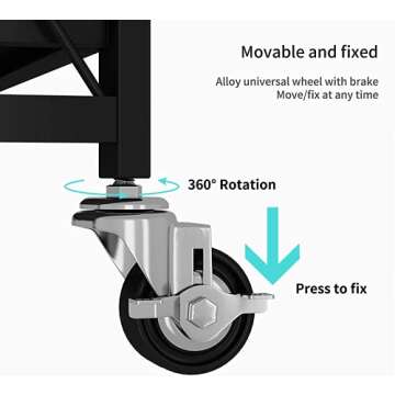 MagicFox Heavy Duty Foldable Storage Shelf Unit on Wheels