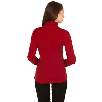 100% Merino Wool - Midweight Womens 1/4 Zip - Midlayer - True Red - X-Small