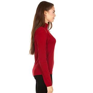 100% Merino Wool - Midweight Womens 1/4 Zip - Midlayer - True Red - X-Small