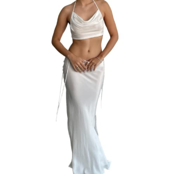 Women 2 Piece Long Skirt Sets Sleeveless Crop Camis Bodycon Maxi Midi Skirts Y2k Two Piece Outfit Be...