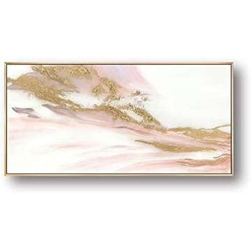 ARTLAND Canvas Prints Modern Abstract Wall Decor Water Flow Shape Contemporary Pink Gold Marble Patt...