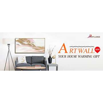 ARTLAND Canvas Prints Modern Abstract Wall Decor Water Flow Shape Contemporary Pink Gold Marble Pattern Wall Art for Living Room Bedroom Gallery Wrapped Ready to Hang 20x40 inches