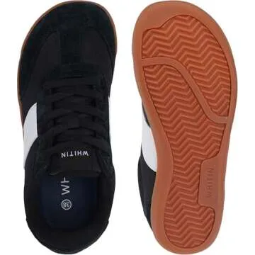 WHITIN Fashion Minimalist Barefoot Shoes for Women Wide Toe Box Minimus Zero Drop Sole Sneakers Size 8 8W Workout Lace Up Black Gum 39