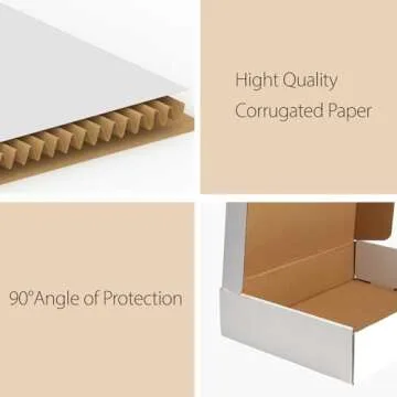 RLAVBL 13x10x3 Shipping Boxes Set of 25, White Corrugated Cardboard Box for Packing, Mailing, Business